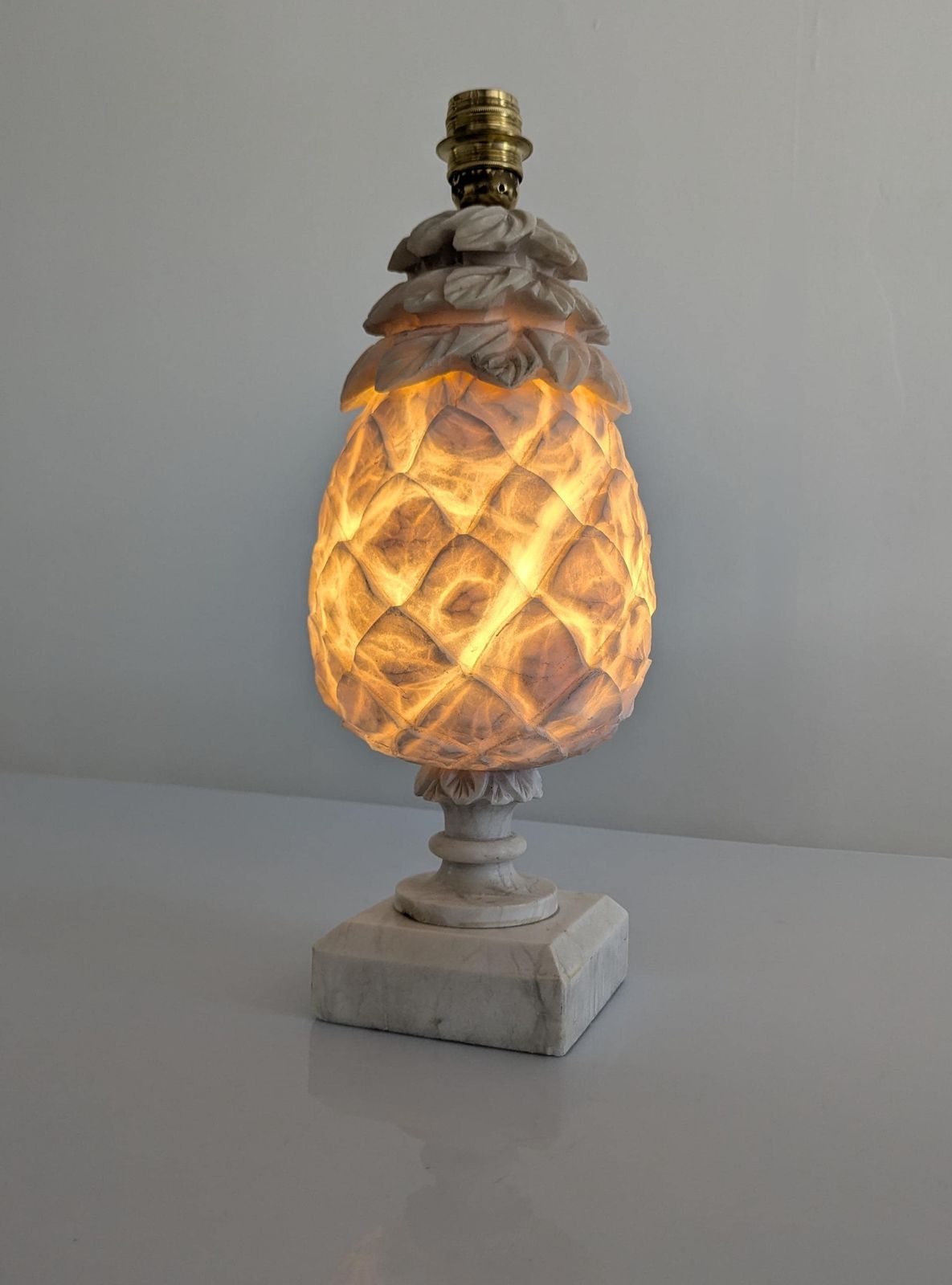 Pineapple Table Lamp In Hand Carved Alabaster, Art Deco, France, Paris, 1930s photo buy