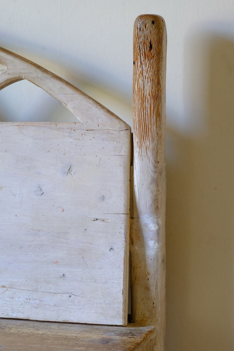 19th Century English Gothic Revival Painted Pine Hall Bench photo 1800.0