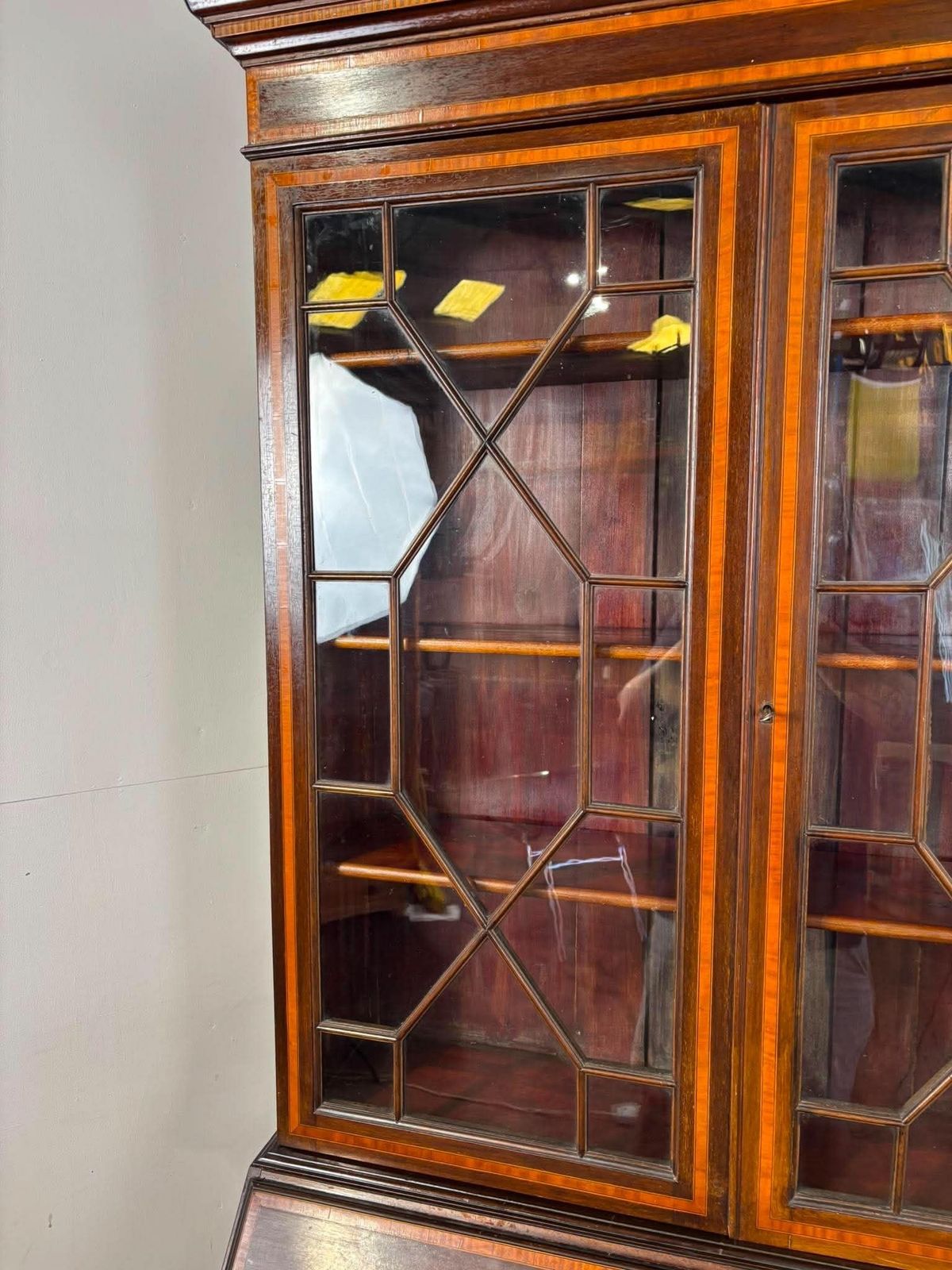 photo buy Edwardian Sheraton Style Inlaid Mahogany Bureau Bookcase