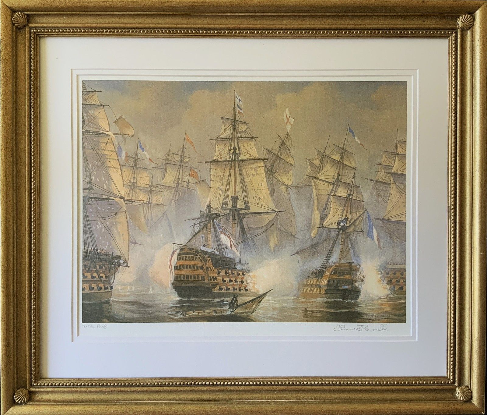 Battle Of Trafalgar Seascape Lithograph Print Signed Artist's Proof (4of4)