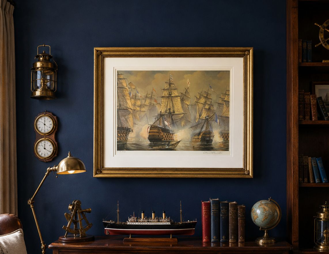 Battle Of Trafalgar Seascape Lithograph Print Signed Artist's Proof (4of4) photo for sale