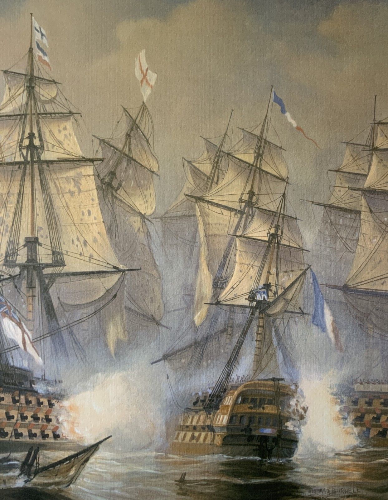 Battle Of Trafalgar Seascape Lithograph Print Signed Artist's Proof (4of4) photo buy