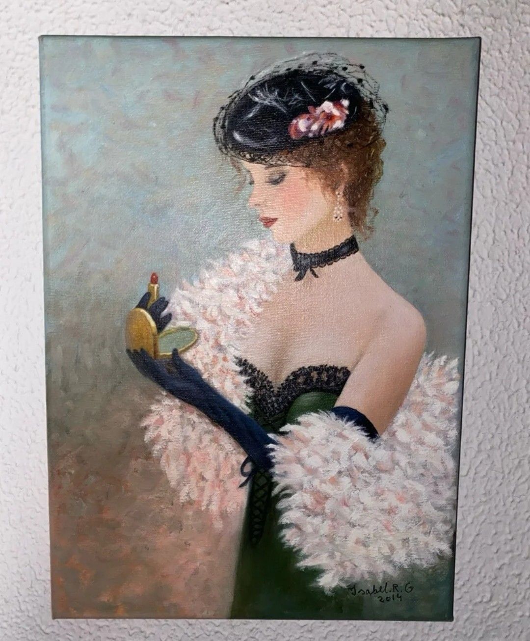 Antiek olieverfschilderij portret vrouw