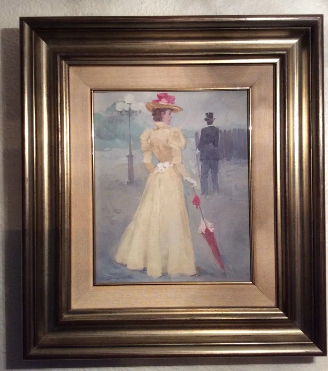 Antiek impressionistisch olieverfschilderij op doek, vrouwenportret op het strand | 20e eeuw photo furniture