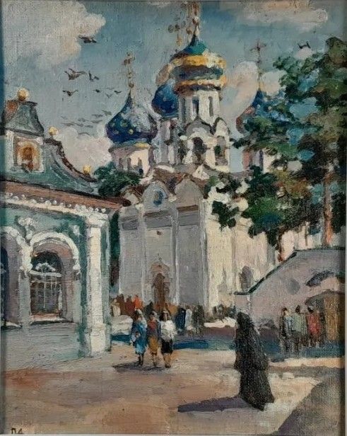 Antique Impressionist Oil Painting – Cathedral City View | 20th Century