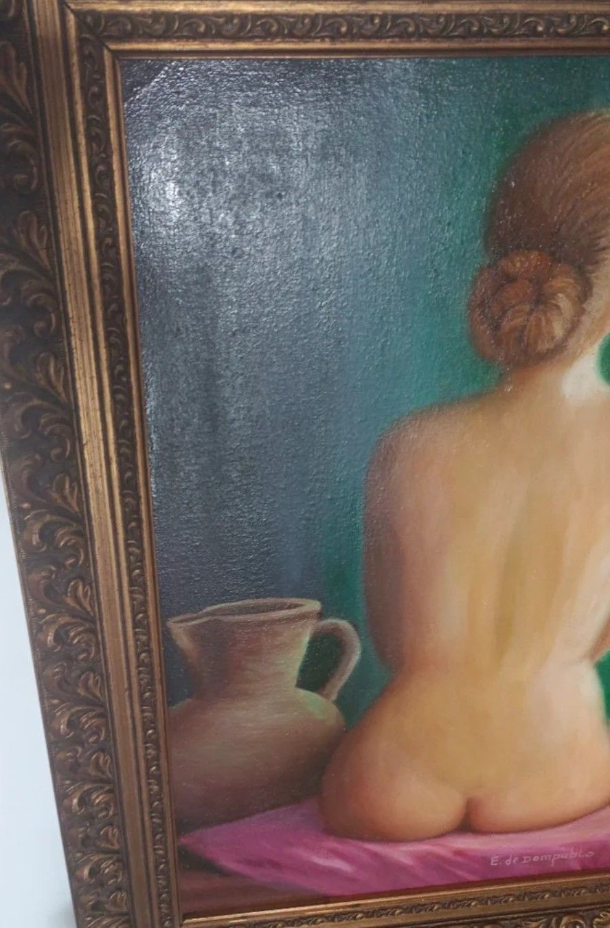 Original 20th Century Oil Portrait Of A Nude Woman photo for sale