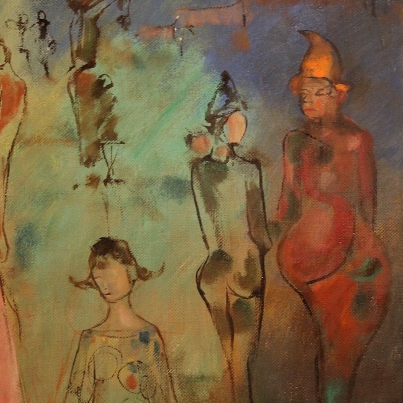 photo vinterior Italian Painting, Family Of Acrobats, Dated 1981