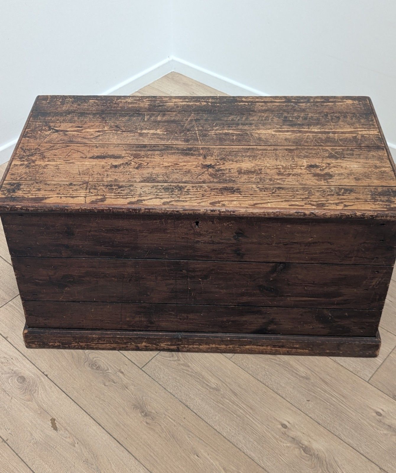 19th Century Pine Blanket Box Coffer Cast Metal Handles Delivery Available 0363 photo Home Decor