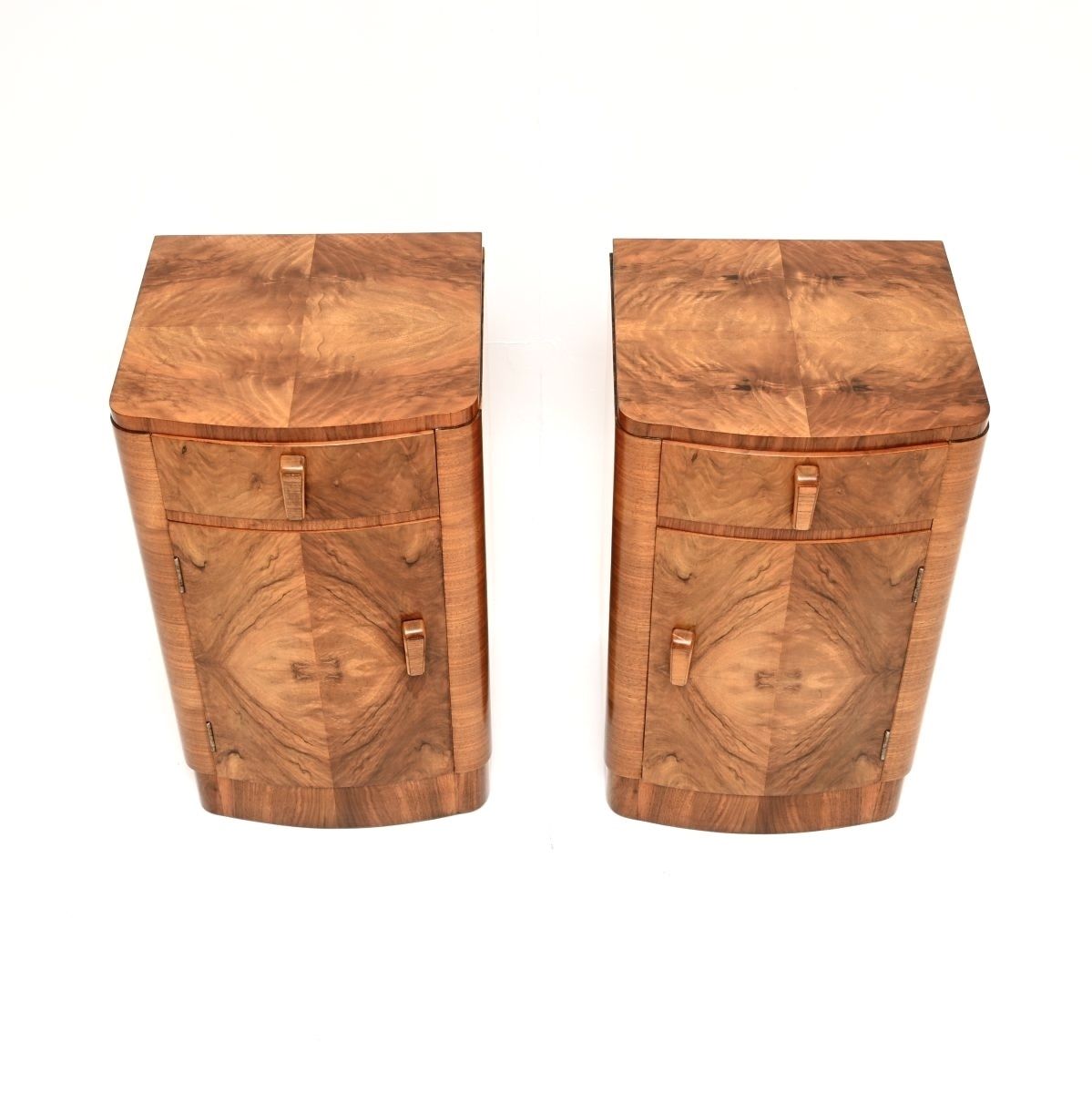 Pair Of Art Deco Walnut Bedside Cabinets photo for sale