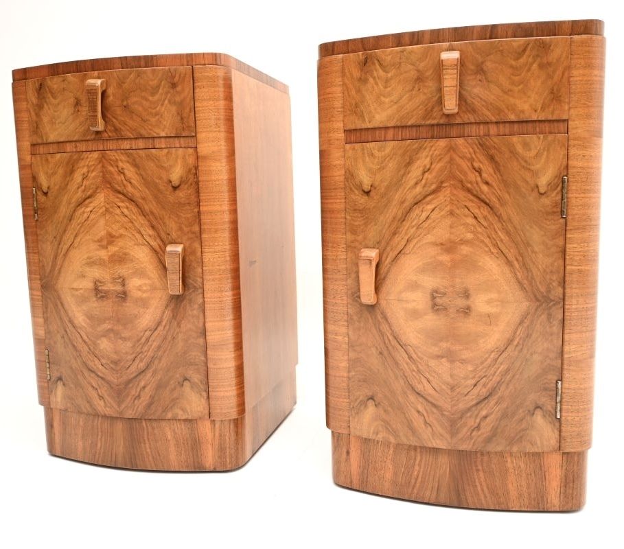 Pair Of Art Deco Walnut Bedside Cabinets photo vinterior