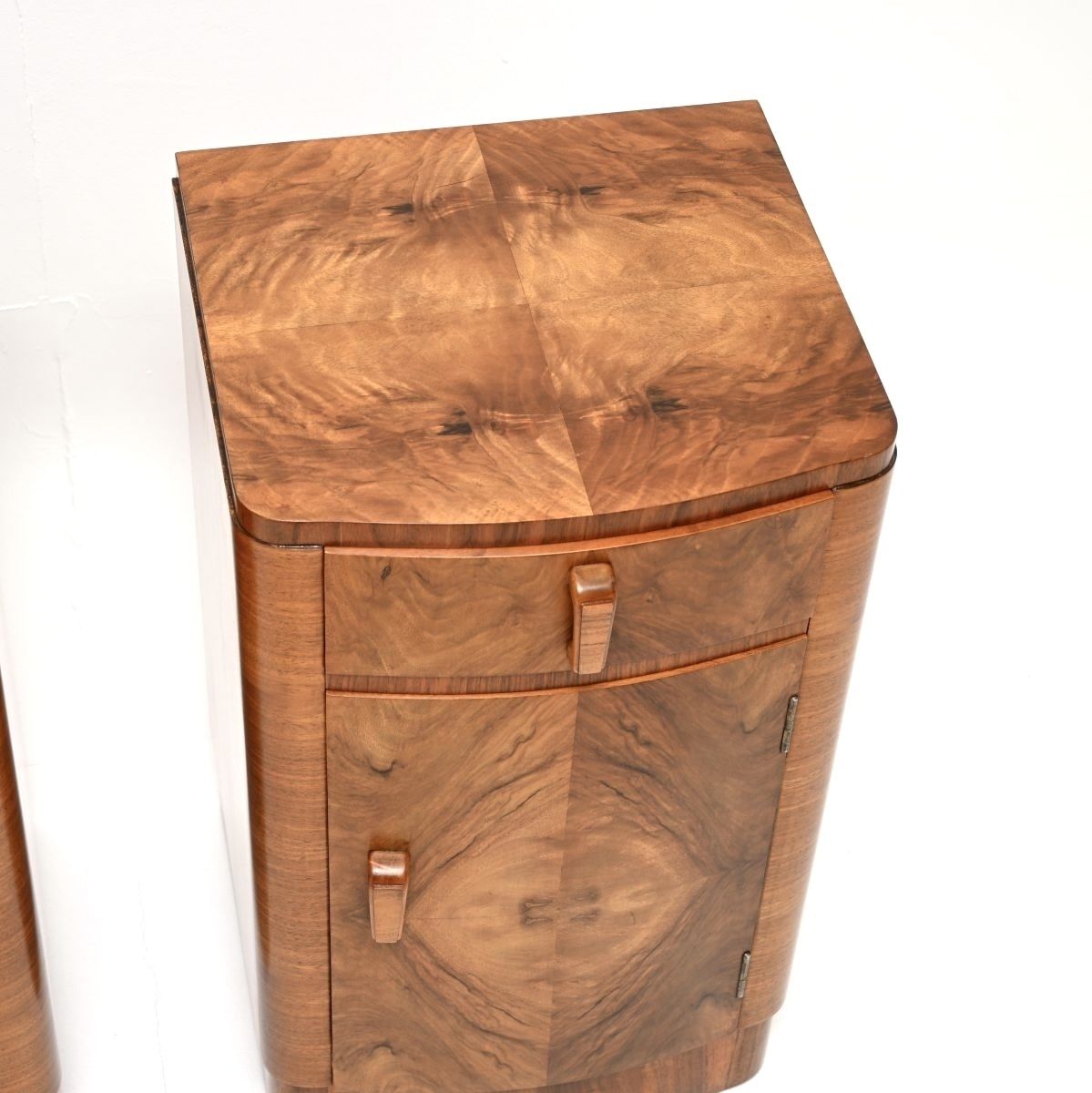 Pair Of Art Deco Walnut Bedside Cabinets photo vintage