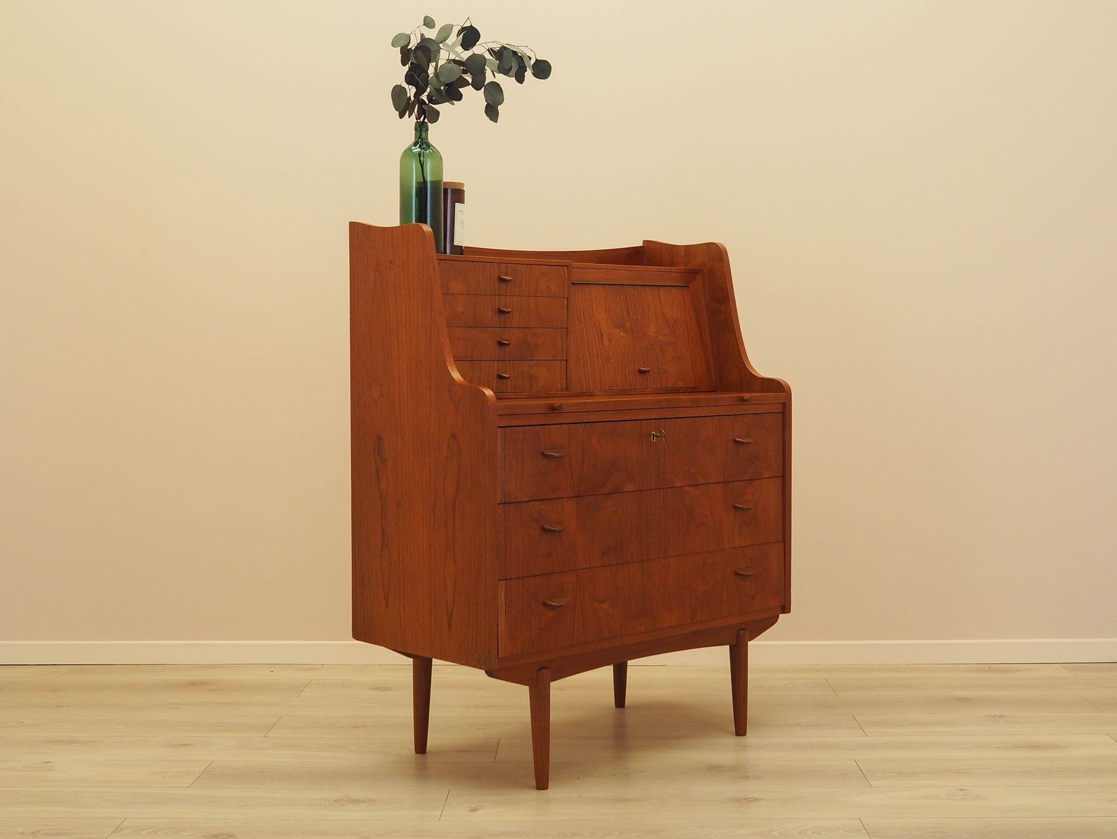 Teakhouten secretaire, Deens design, jaren 1970, fabrikant: AG Spejl Kobberbeskyttet photo 1639.0