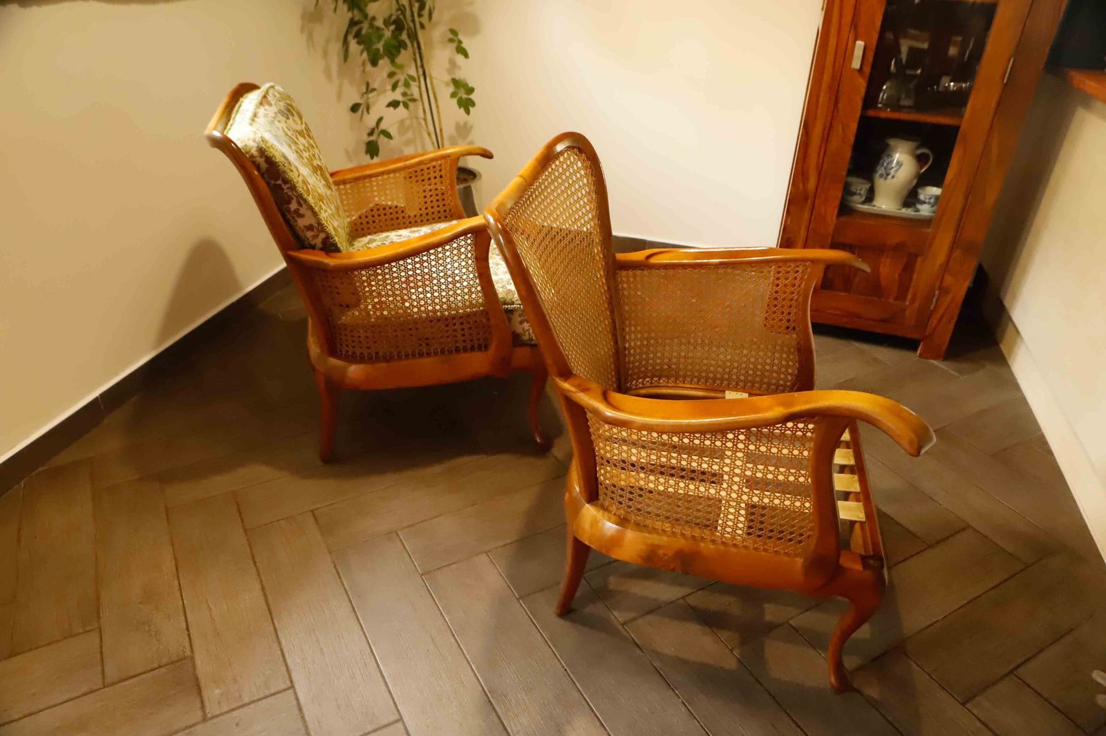 Set Of 2 German Chippendale Cane Armchairs By Adolf Wrenger photo 929.0