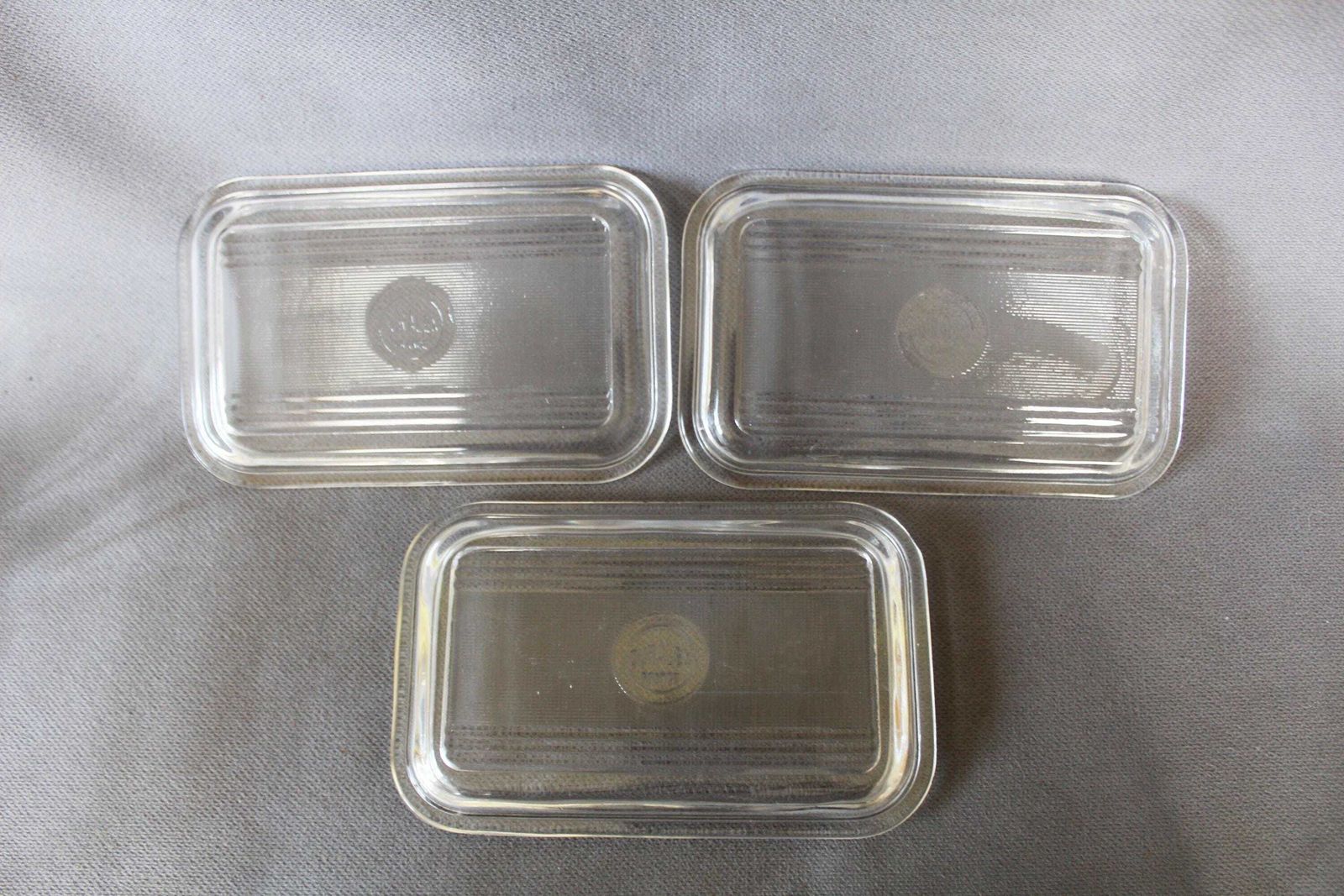 Set Of 3 Vintage Mid Century Retro French Duralex Glass Lidded Dish, Container, Butter Dish, Tempered Glass, Tableware, Kitchenware, France photo 70.0