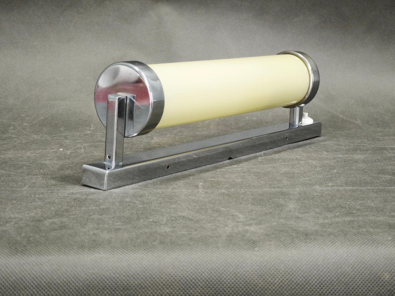 1930s Bauhaus Chrome And Cream Glass Wall Light, Czechoslovakia photo 360.0