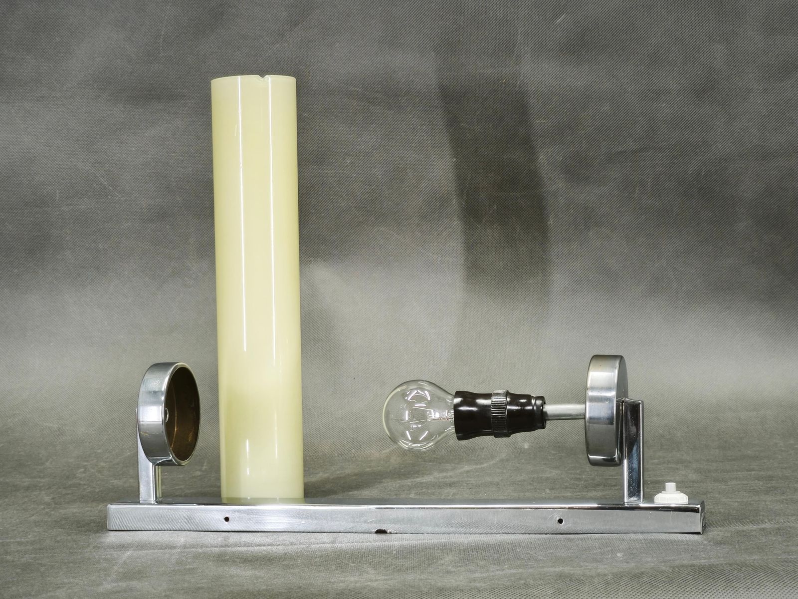 1930s Bauhaus Chrome And Cream Glass Wall Light, Czechoslovakia photo buy