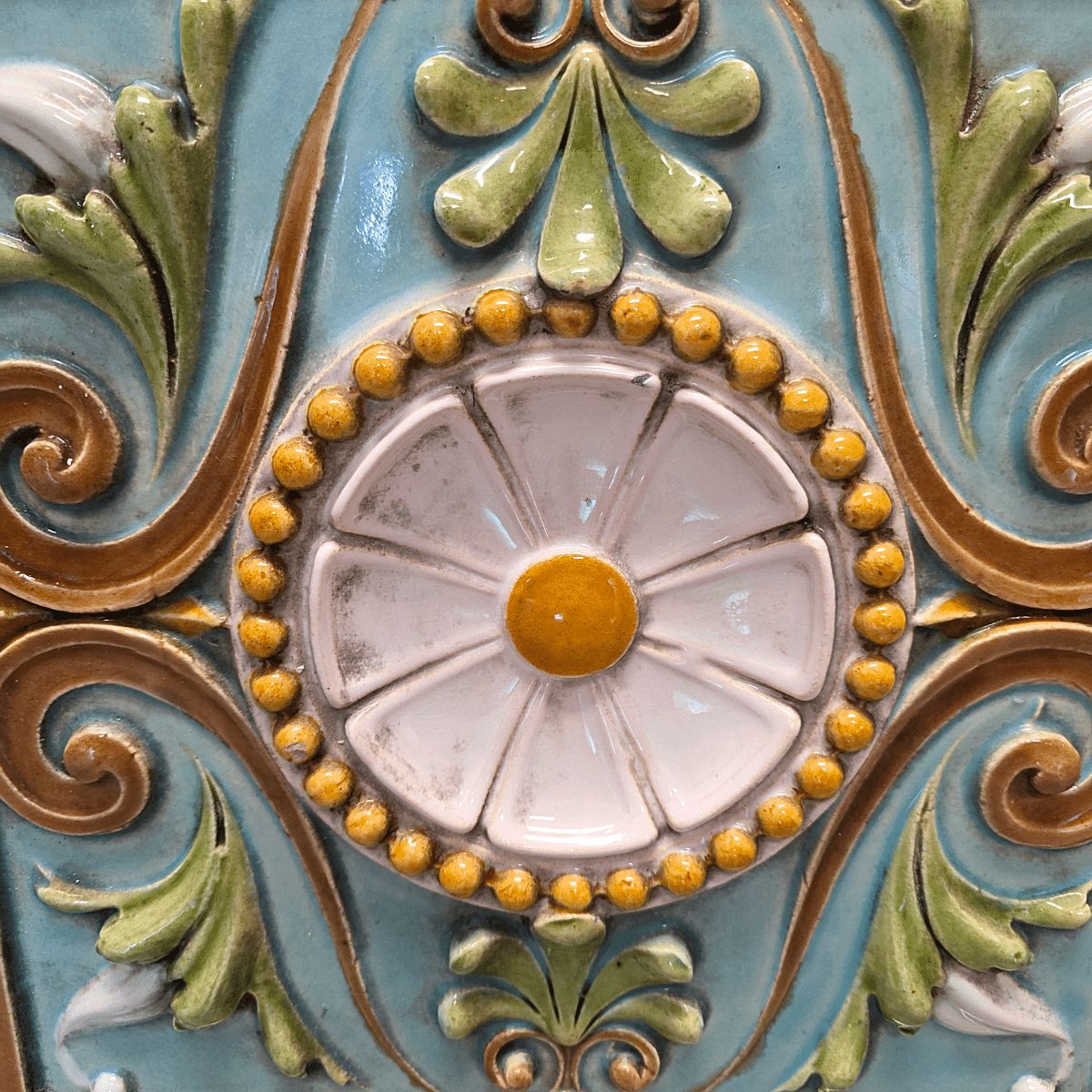 Large French Art Nouveau Ceramic Tile By émile Müller, Around 1900 photo Art