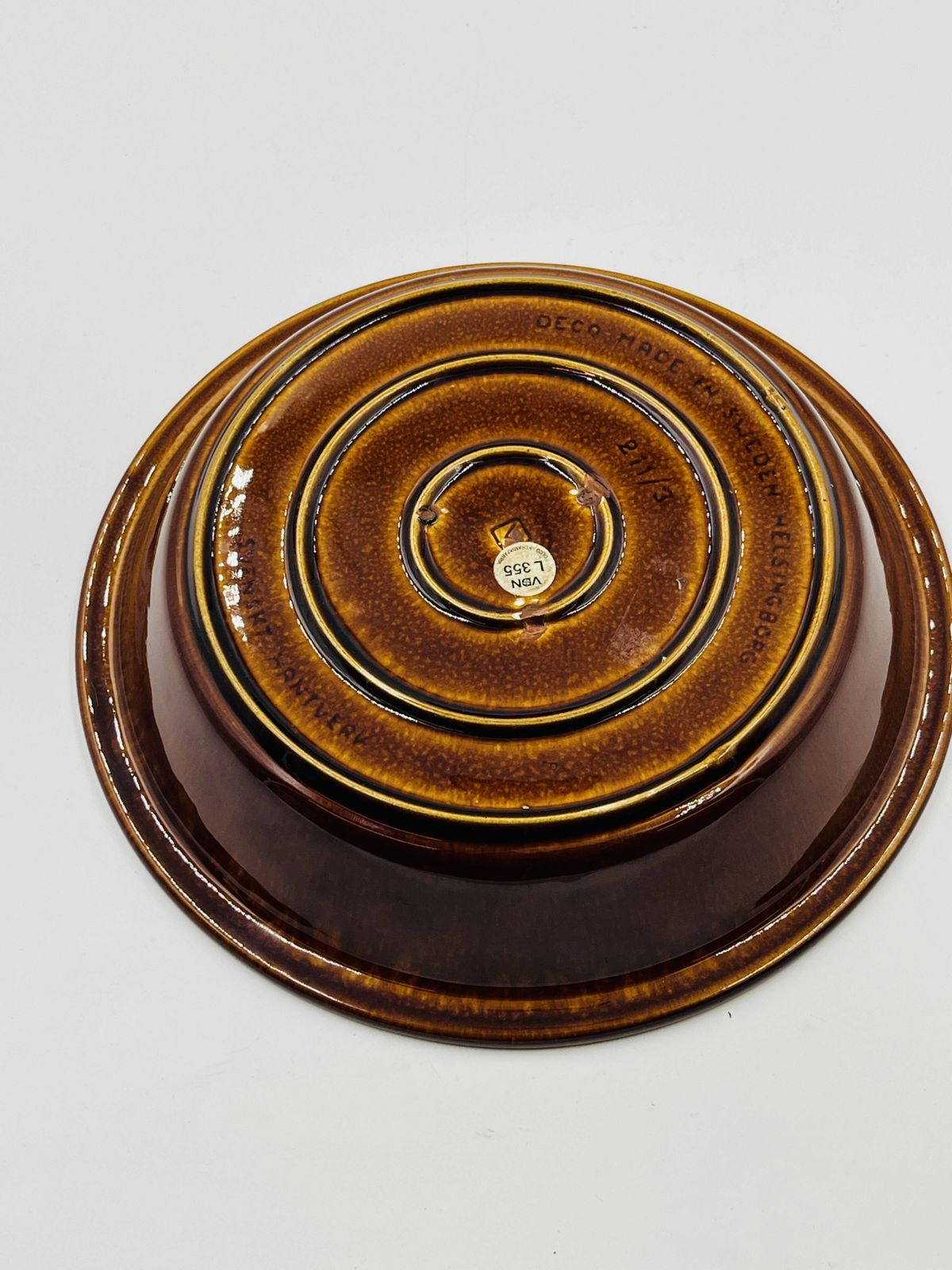 Groot rond decoratief bord Hälsingborg Rings K.J. Svensson jaren 70 photo vintage