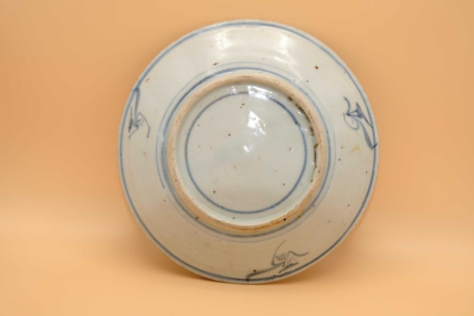 Antique Chinese Blue & White Provincial Dish, Hand Painted Pomegranate Motif, Ming Style photo buy