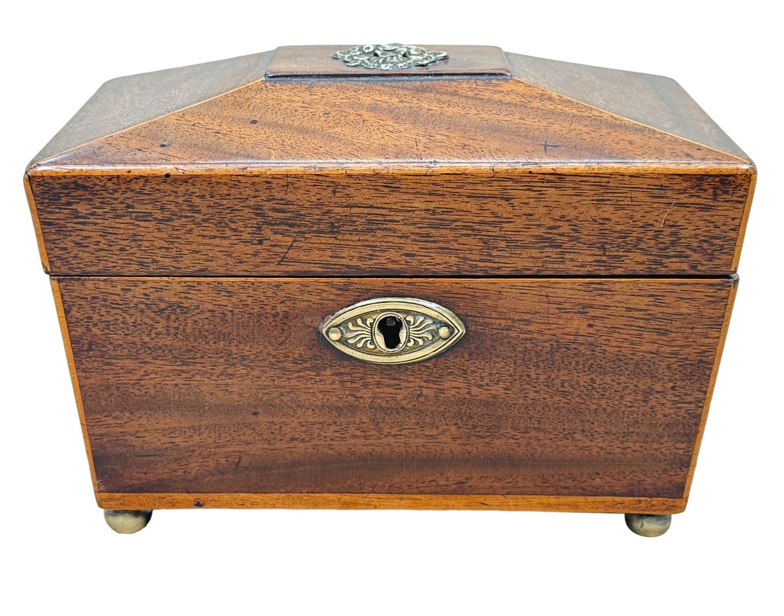 photo for sale Boîte à thé en acajou de forme sarcophage, époque georgienne (Angleterre, vers 1780)