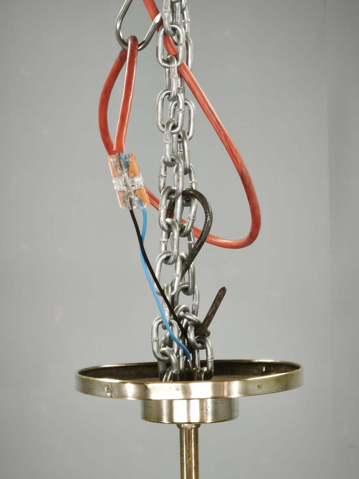 1930s Czech Art Deco Nickel Chandelier With Champagne Glass Shades photo 1622.0