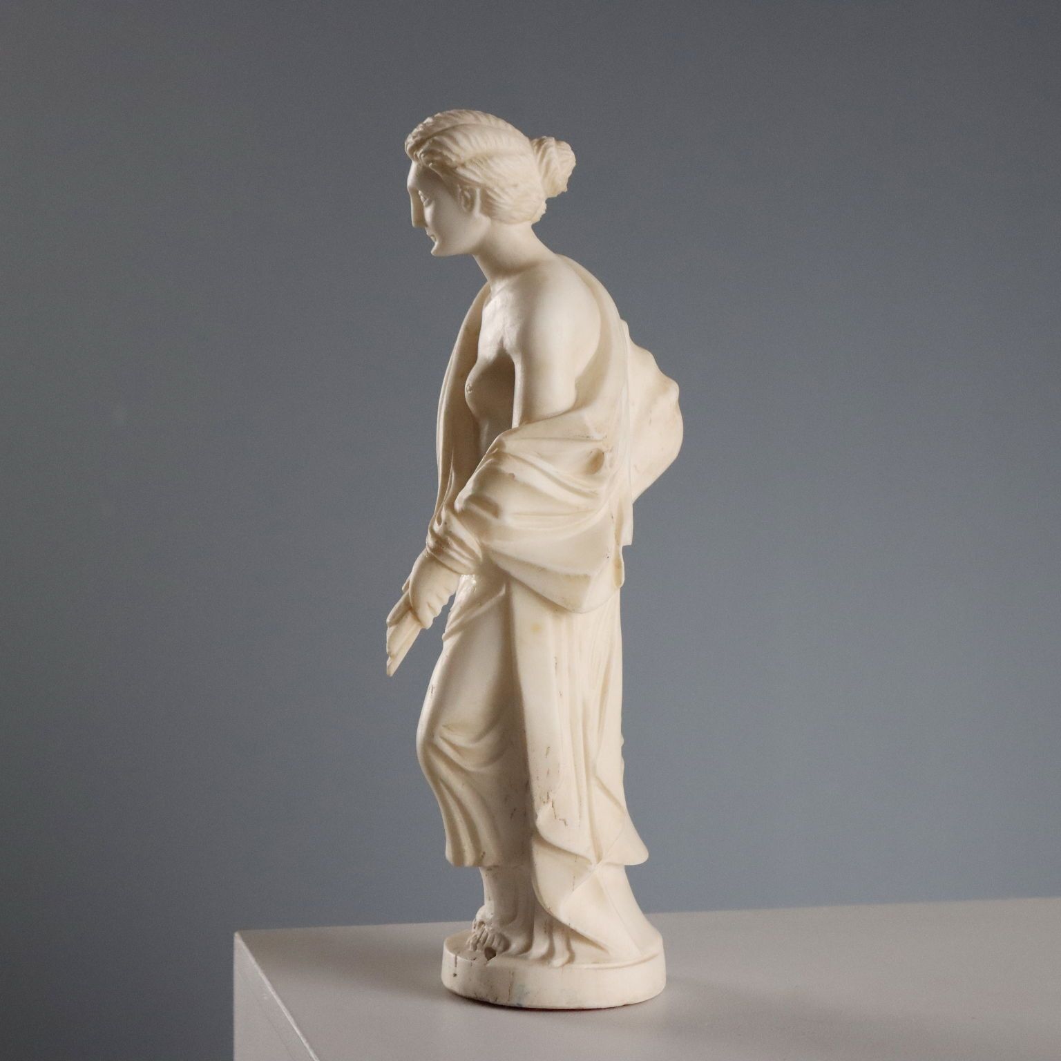 Sculpture Of A Roman Matron White Marble Italy 19th Century photo vintage