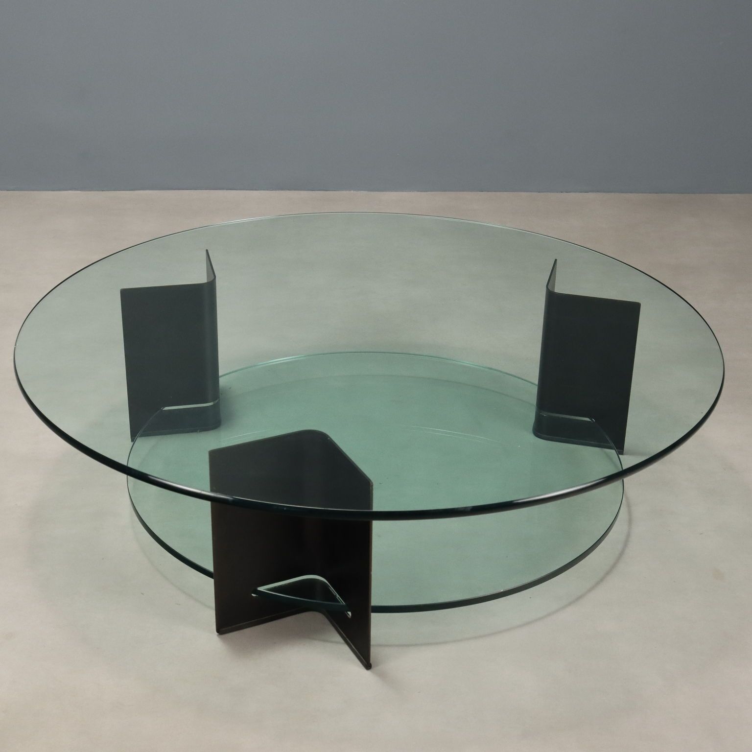 Table basse vintage en métal laqué et verre, Italie, années 1970-1980
