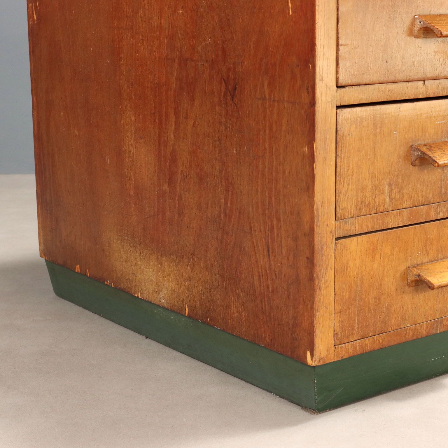 Vintage Writing Desk Oak Veneer Drawers Italy 1940s photo 390.0