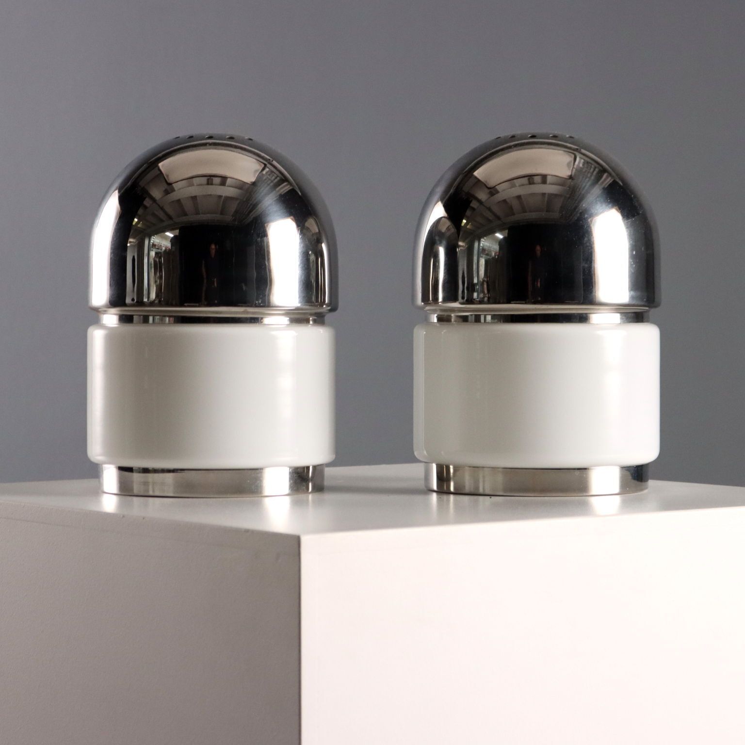Vintage Reggiani Lamps Salt And Pepper Metal Design 1960s photo Lighting