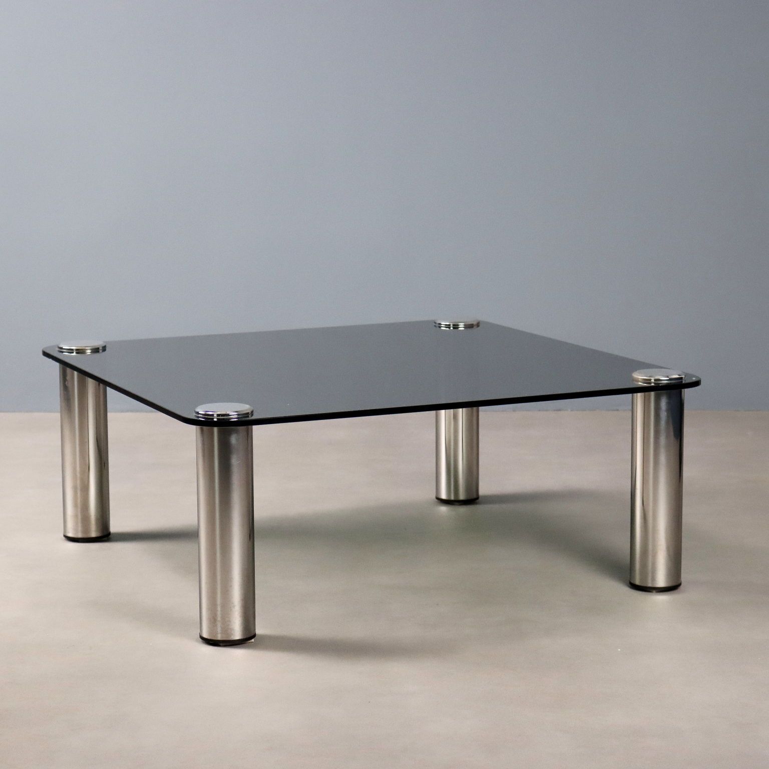 Vintage Salontafel Verchroomd Metaal Glas Design Italië jaren 1960 70