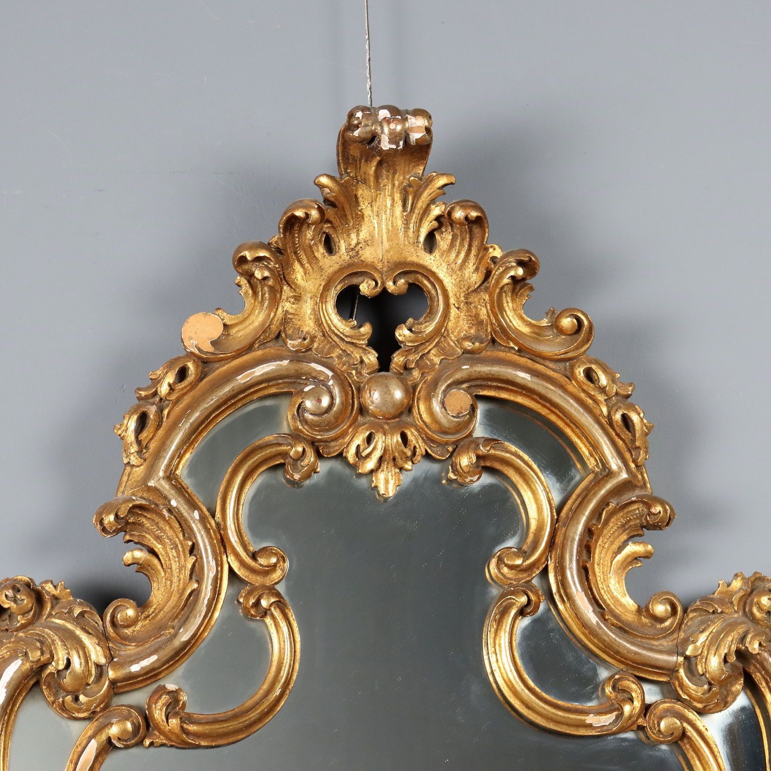 Antique Mirror Carved Gilded Wood Italy XX Century photo 420.0