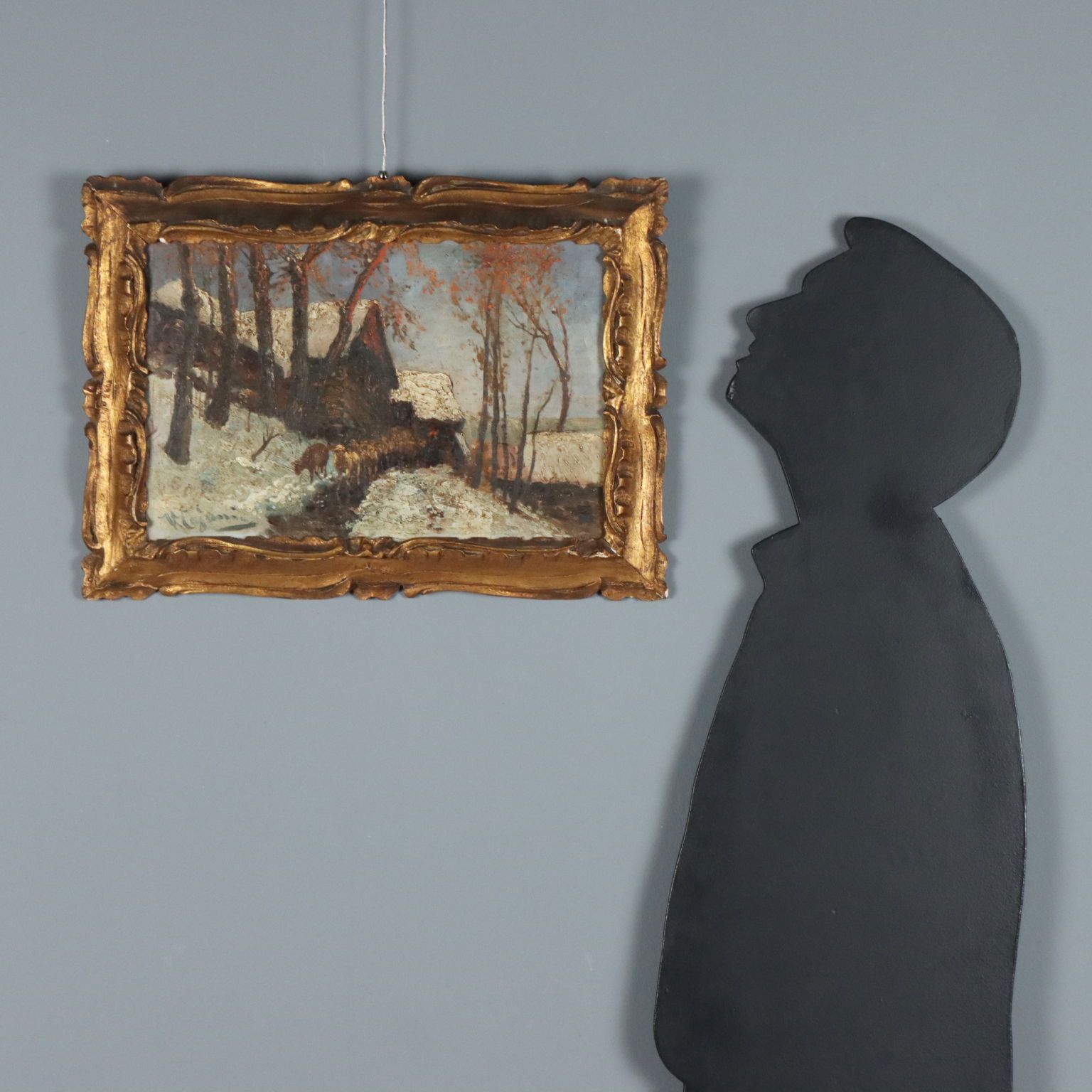 Peinture moderne signée Vittorio Cajani, paysage, huile sur panneau dur photo furniture