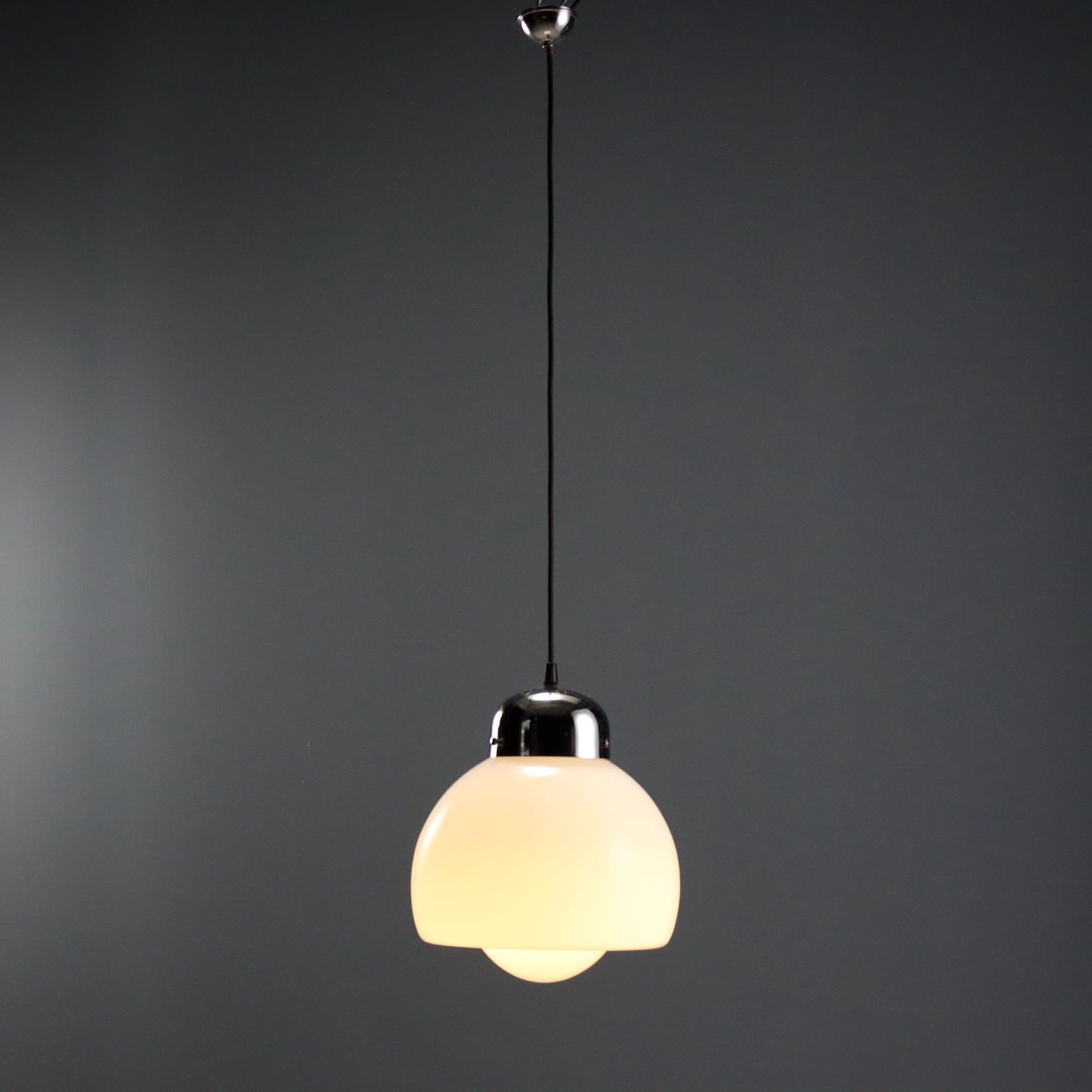 Vintage Plafondlamp Glas Metaal Design Italië jaren 1960 1970