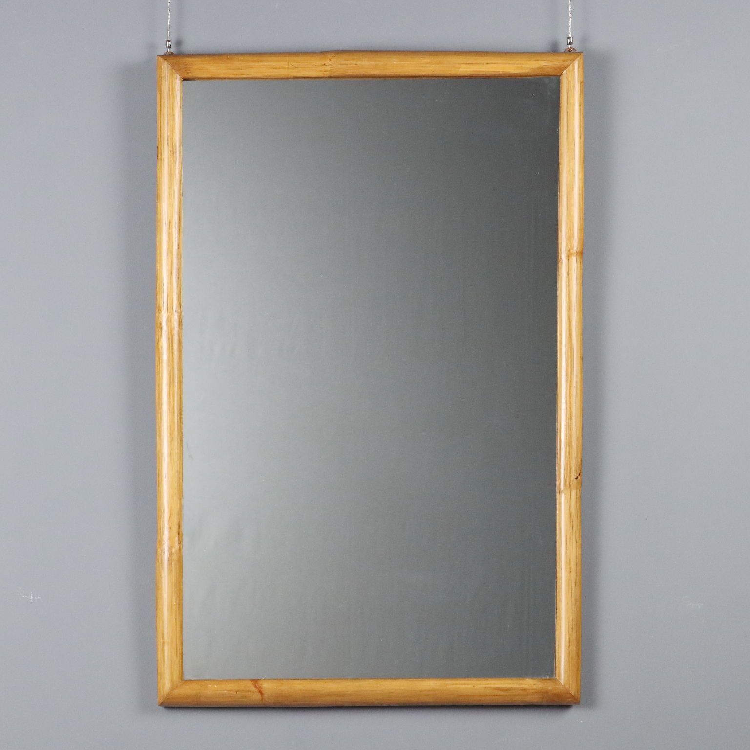 Vintage Mirror Bamboo Frame Design Italy 1980s