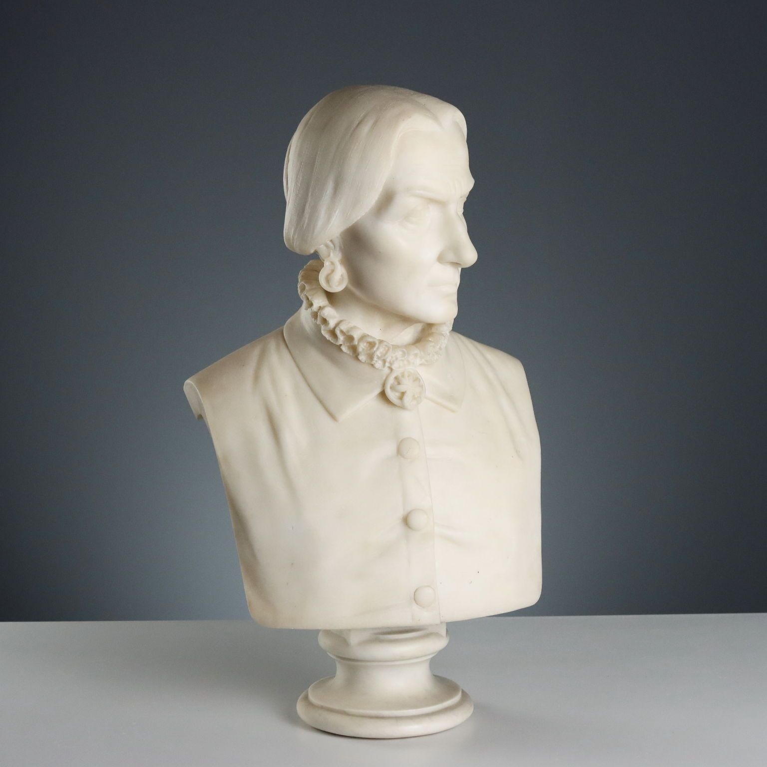 Buste d'époque de noble dame en marbre blanc, Italie, XIXe siècle