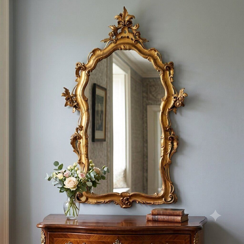 Mirror Baroque Style Gilded Wood XX Century photo furniture