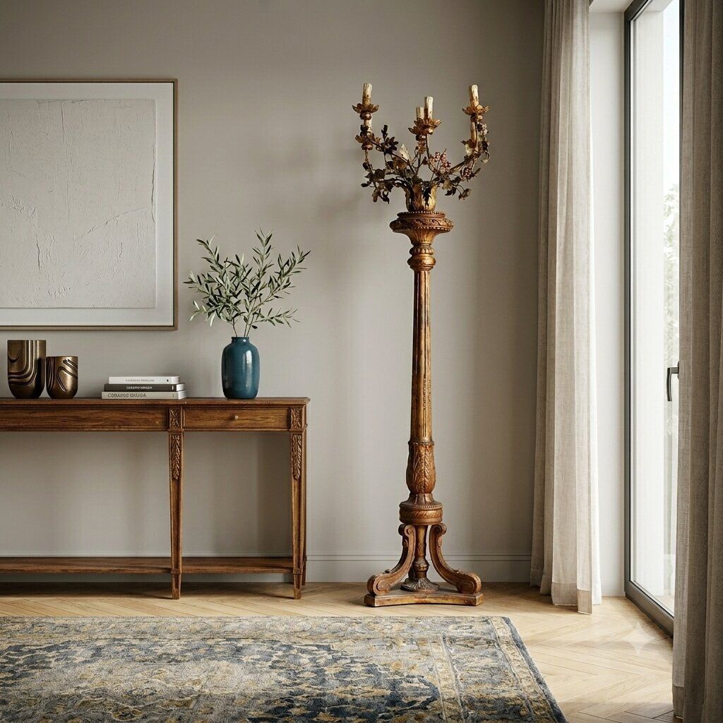 Kandelaar Neoclassicistisch Hout IJzer Italië 19e eeuw photo furniture