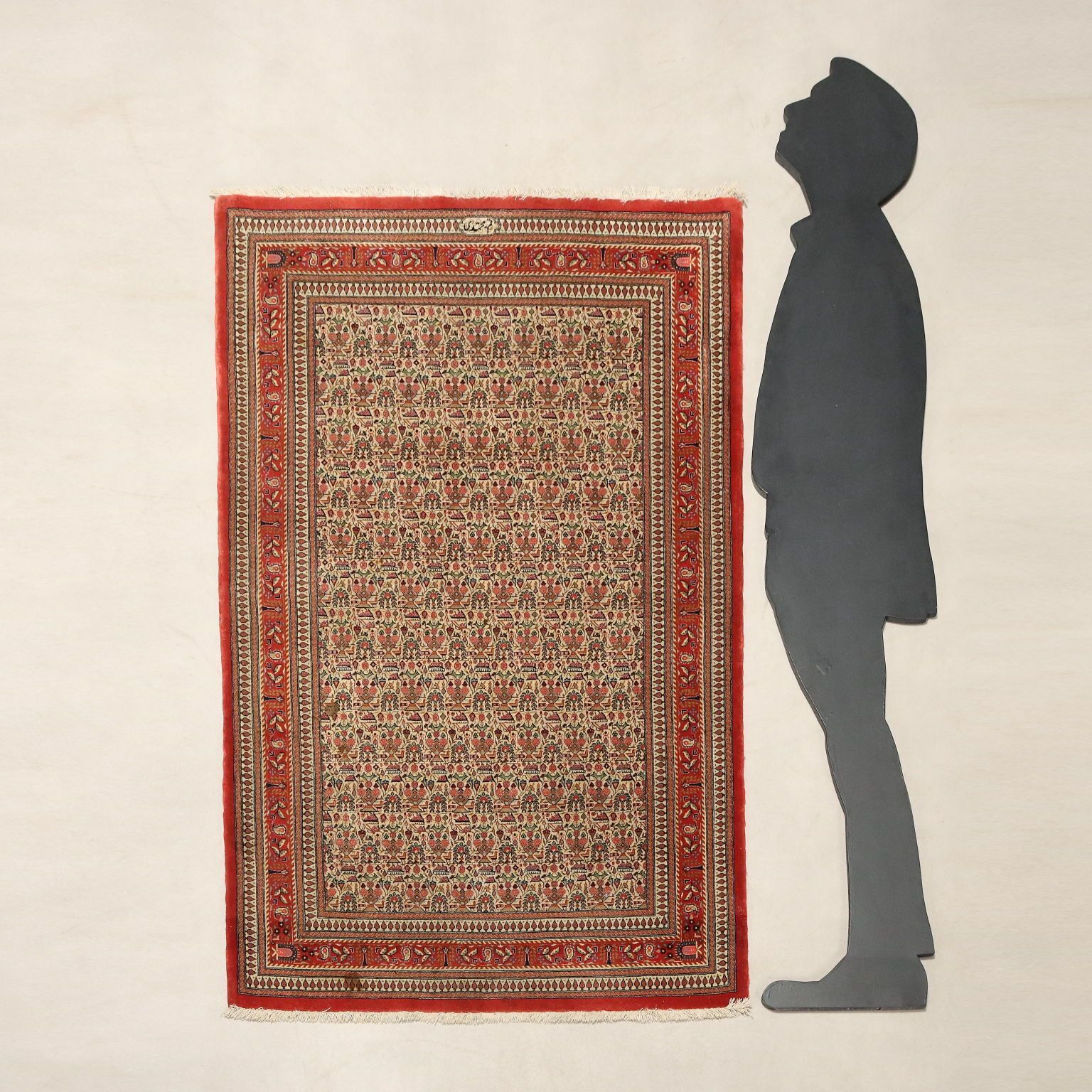 Antique Asian Carpet Cotton Wool Silk Thin Knot 59 X 39 In photo furniture