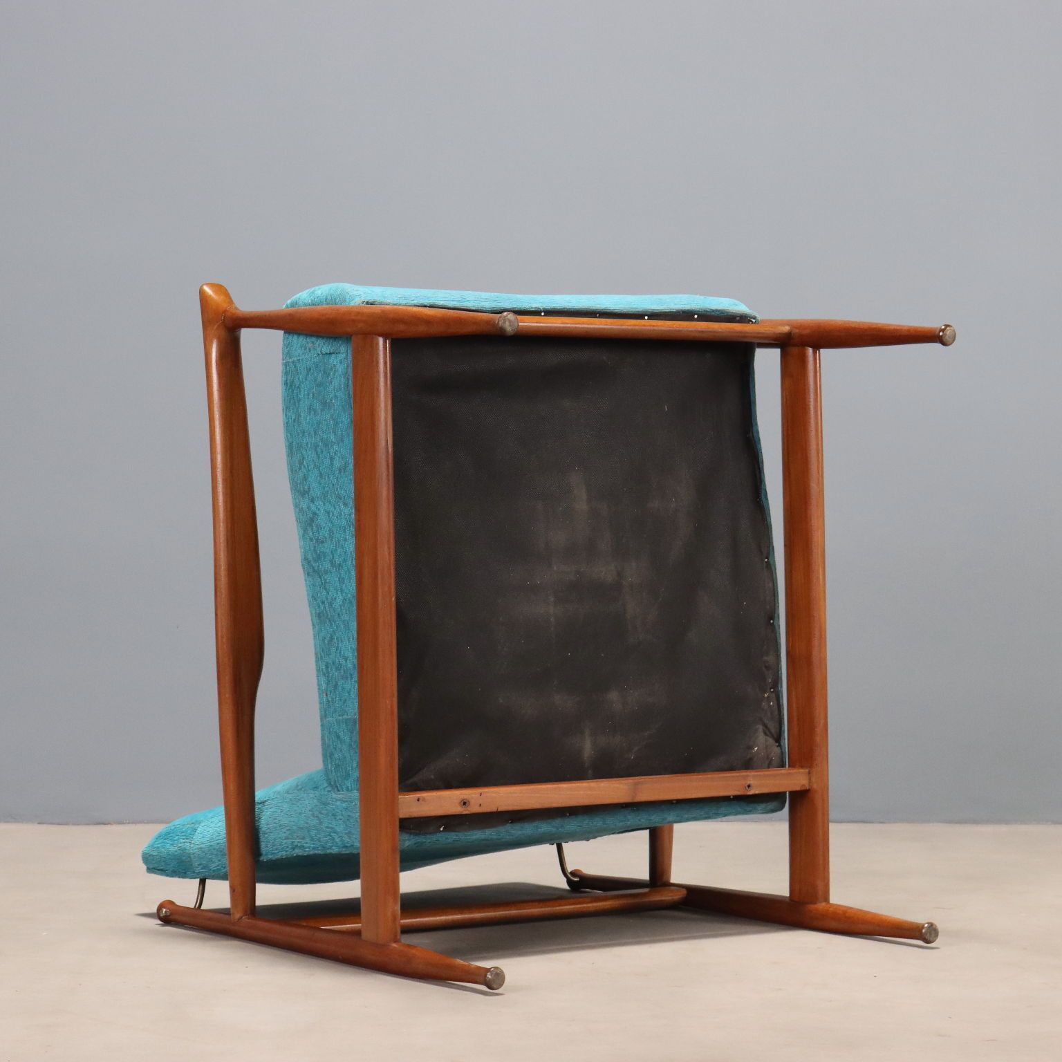 Mobilier Fauteuil vintage en teck, revêtement tissu, design italien, années 1960 photo