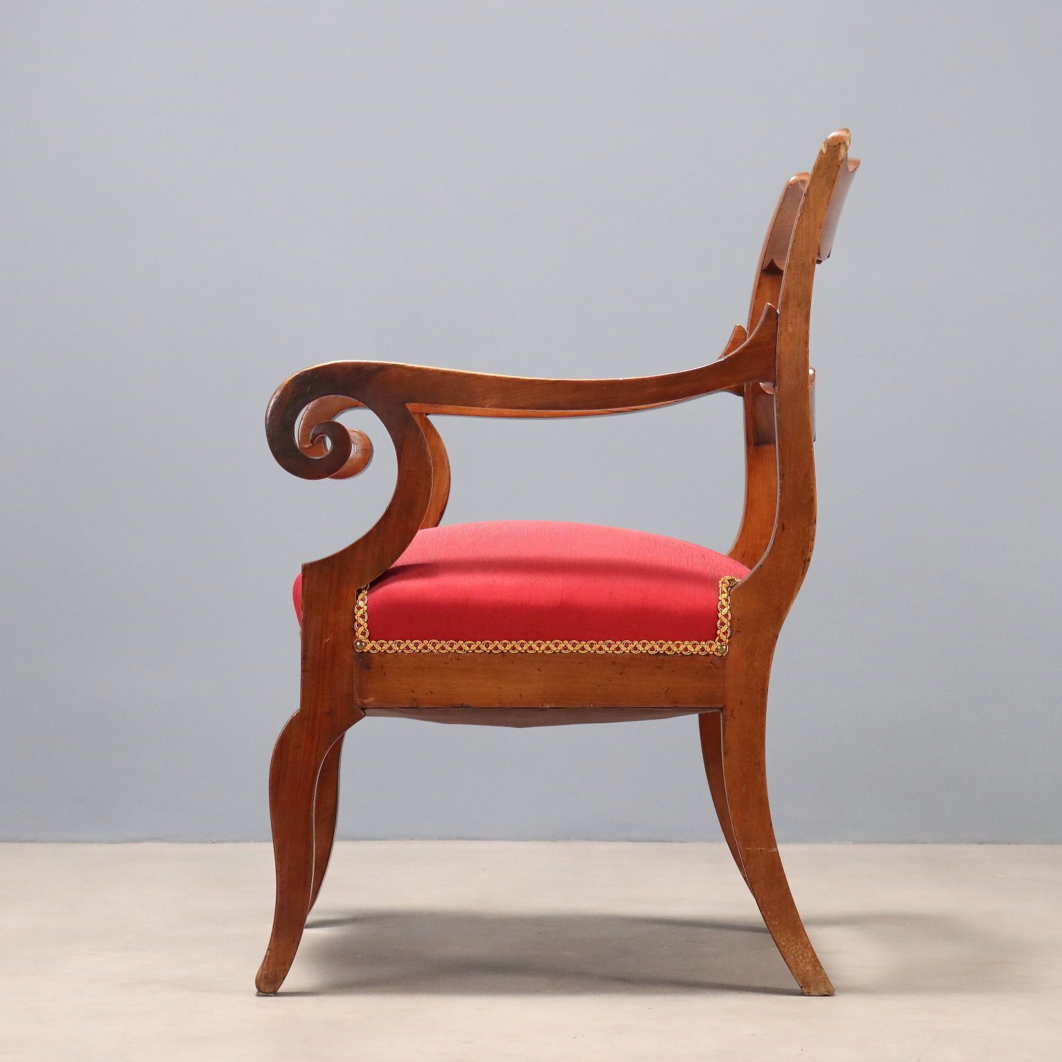 Antique Armchair Restoration Walnut Fabric Italy XIX Century photo Furniture