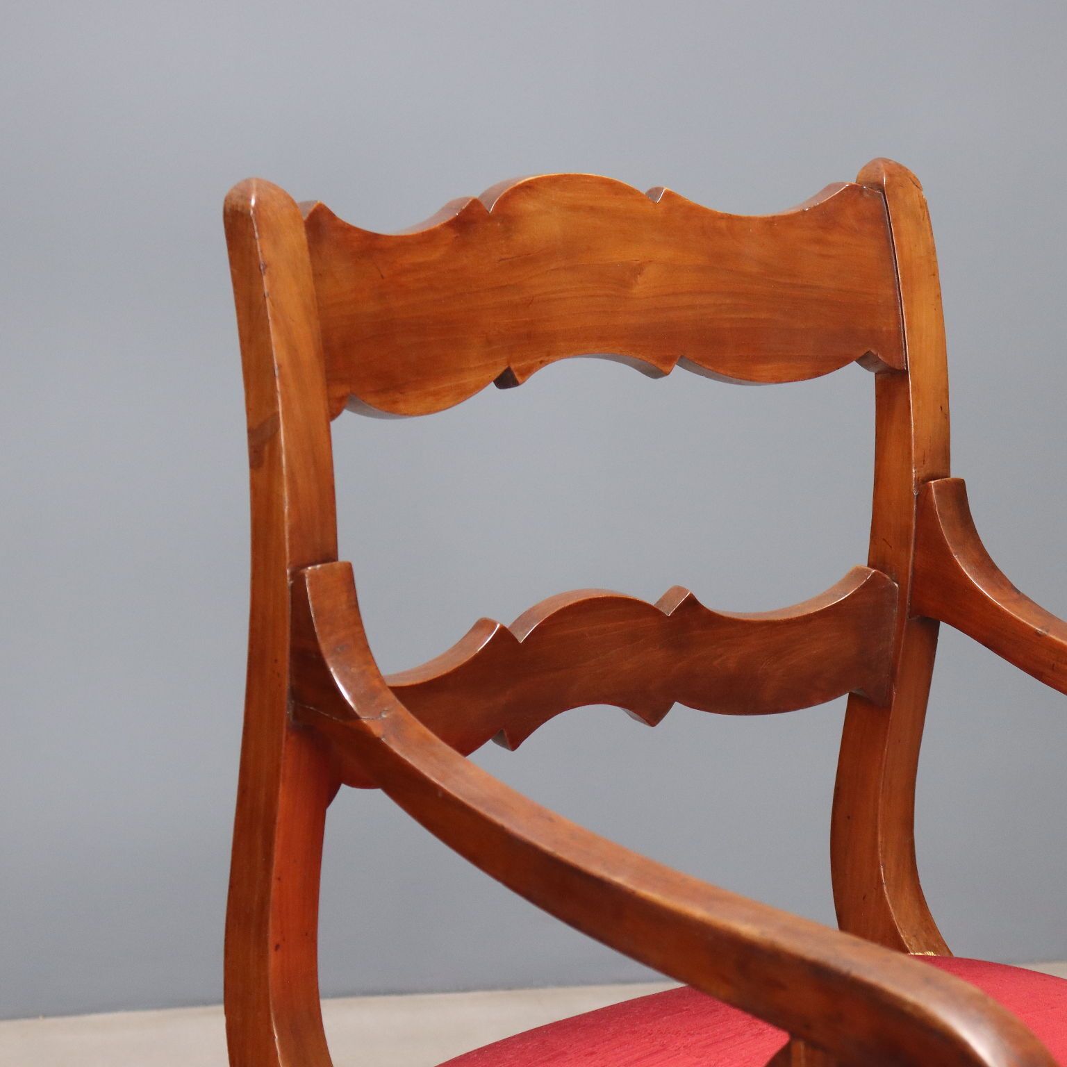 Antieke Fauteuil Restauratiestijl Walnoot Stof Italië 19e Eeuw photo 390.0