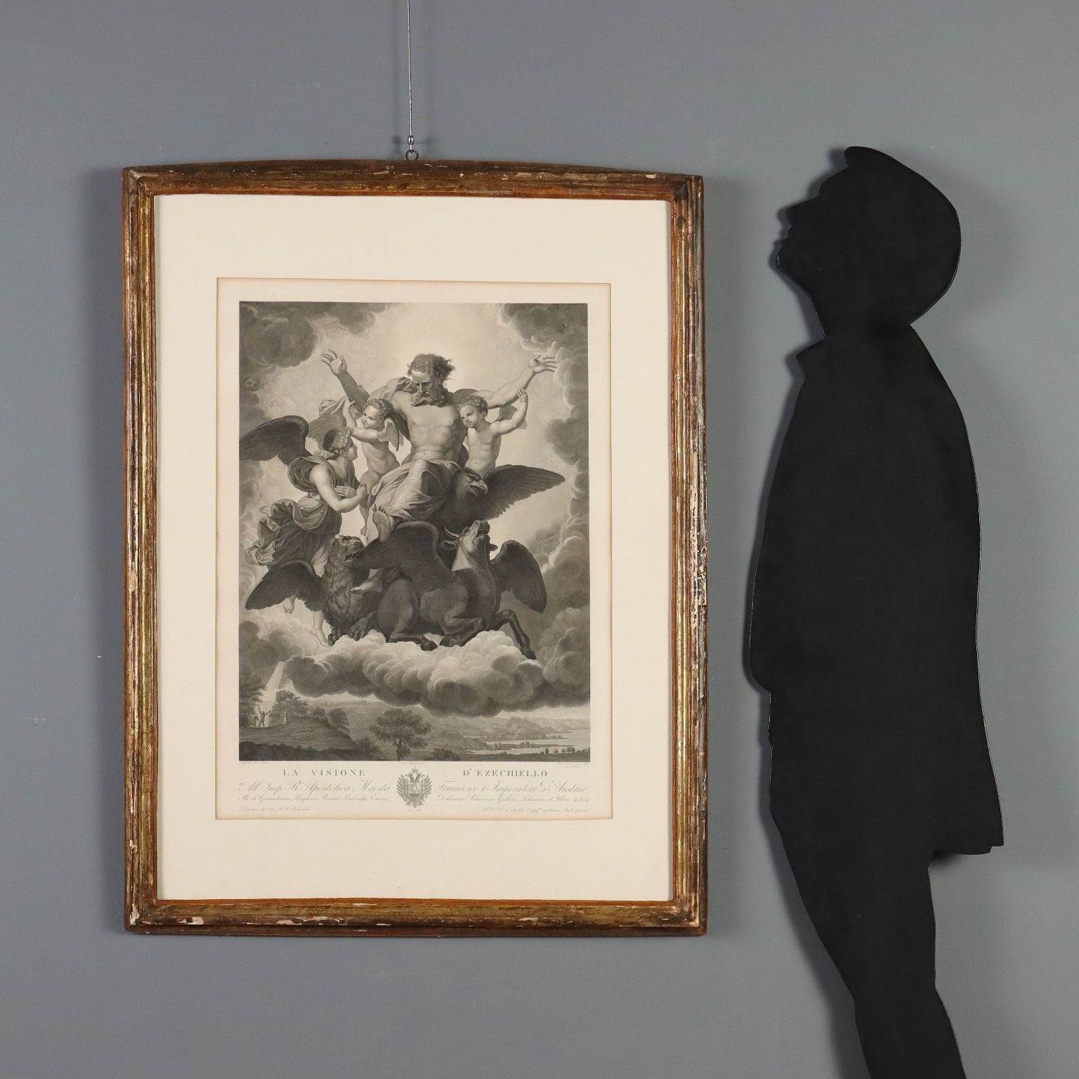 Antique Etching Signed Paolo Caronni Vision Of Ezekiel 1825 photo furniture