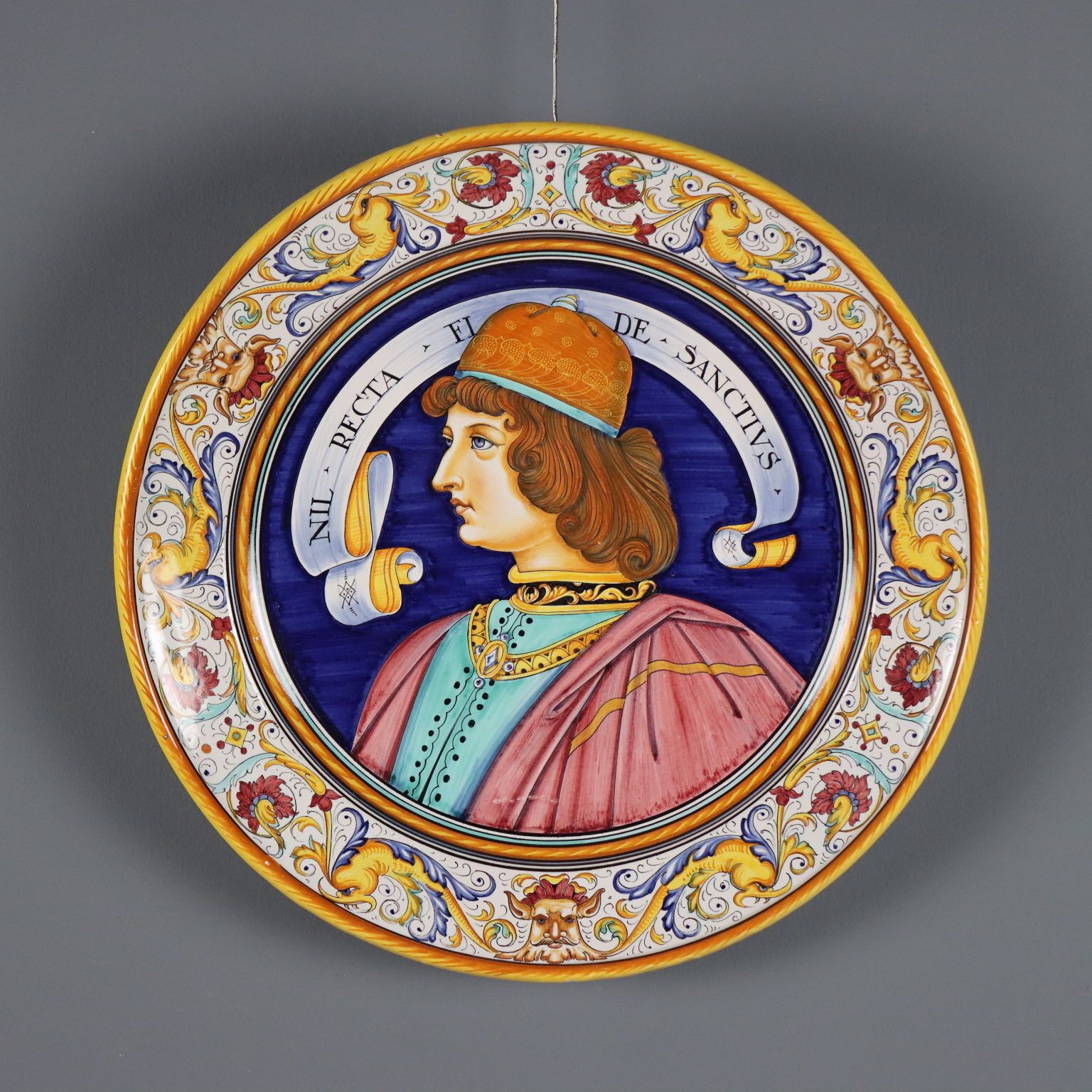 Assiette en majolique de Deruta vintage, manufacture F.lli Mari, Italie, XXe siècle