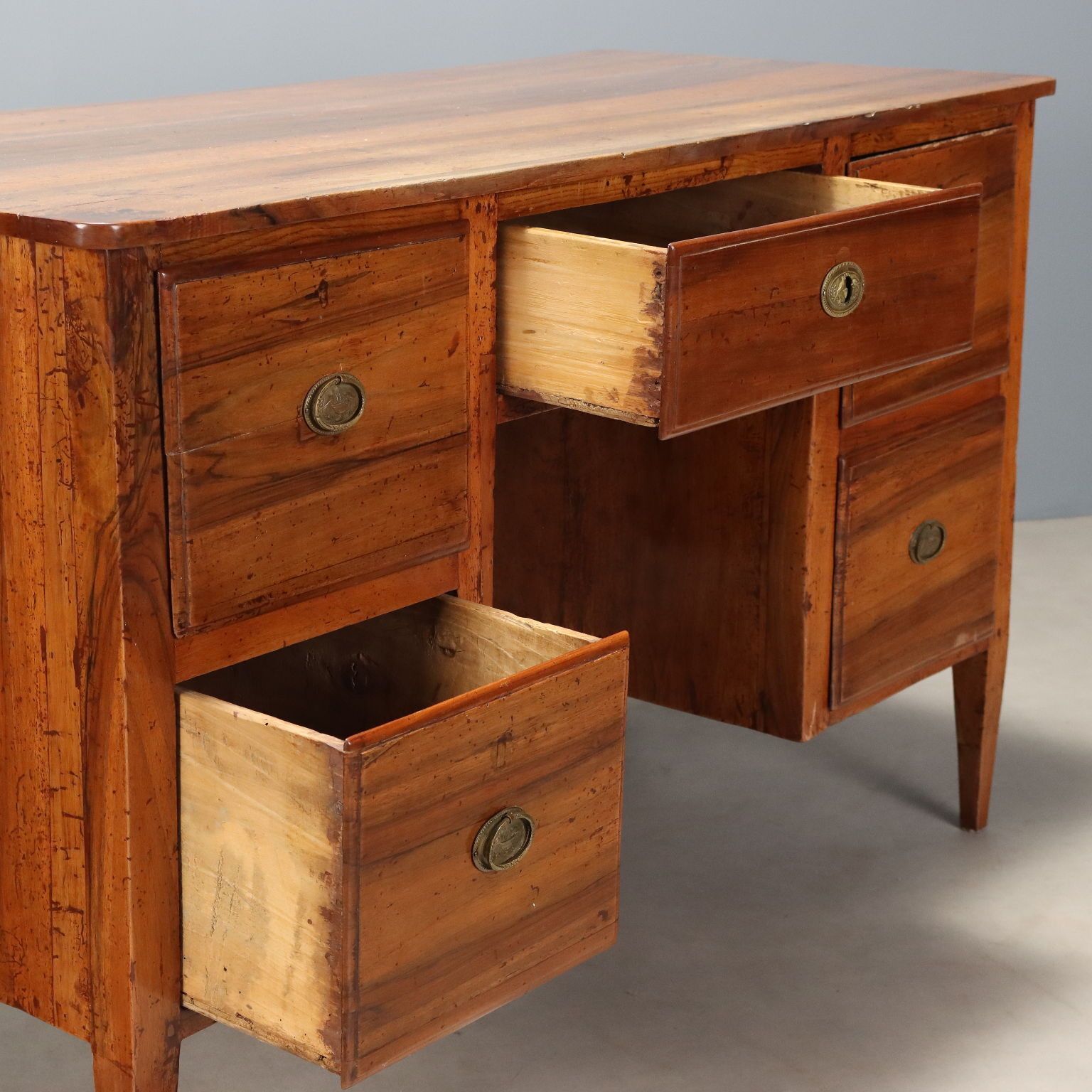 Antique Directoire Writing Desk Walnut 5 Drawers Italy XIX Century photo Furniture