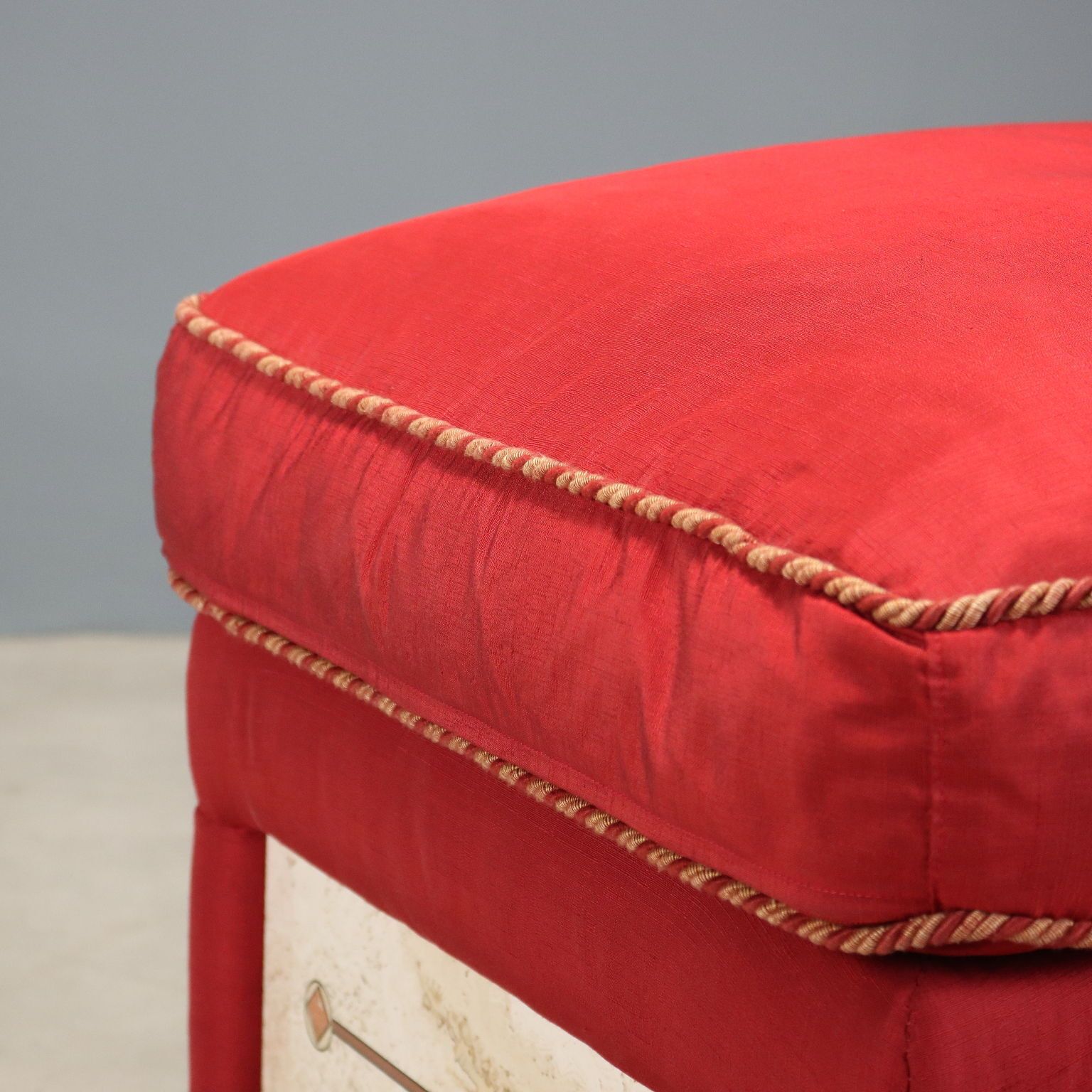 Vintage Pouf Stof Faux Marbre Italië jaren 1950 1960 photo vinterior