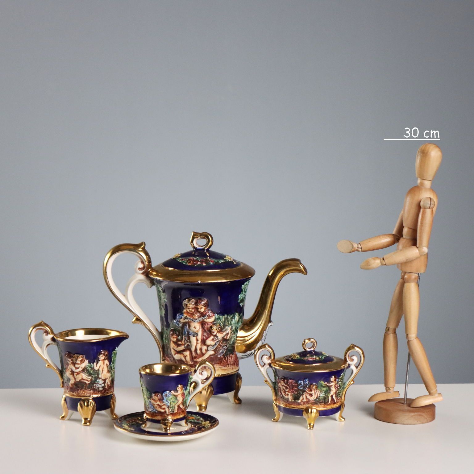 Vintage Coffee Set G.V. R. Capodimonte Ceramic Italy XX Century photo furniture