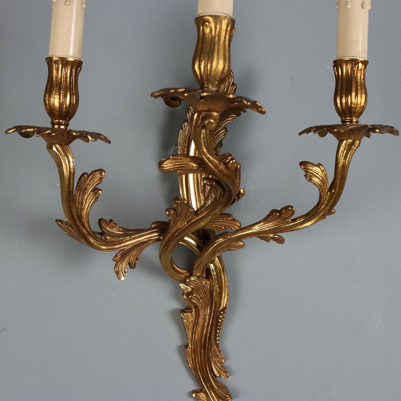 Paar Wandlampen in Brons, Italië, Begin 1900s photo Verlichting