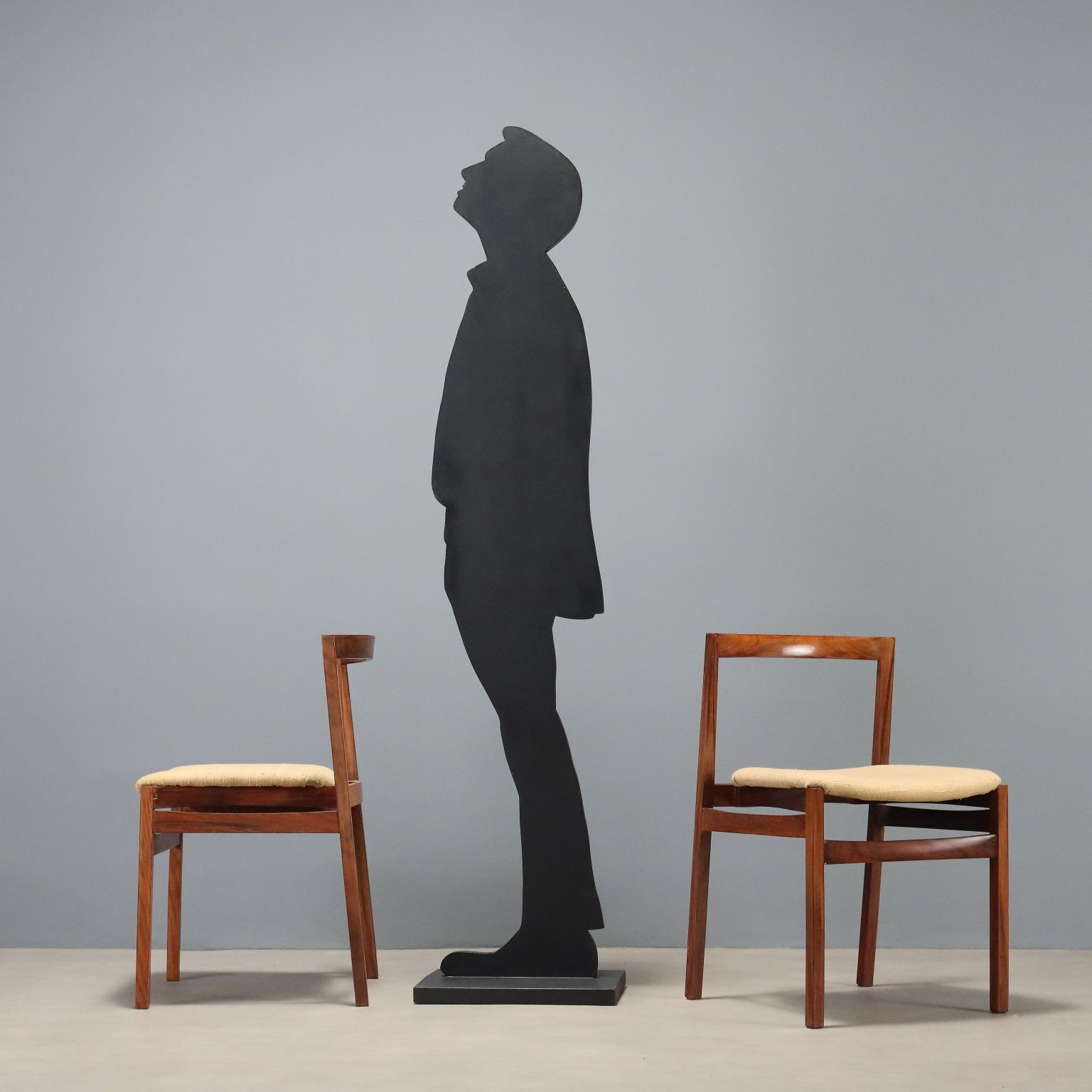 Vintage woonkamerstoelen, exotisch hout, stoffen bekleding, jaren 1960 photo for sale
