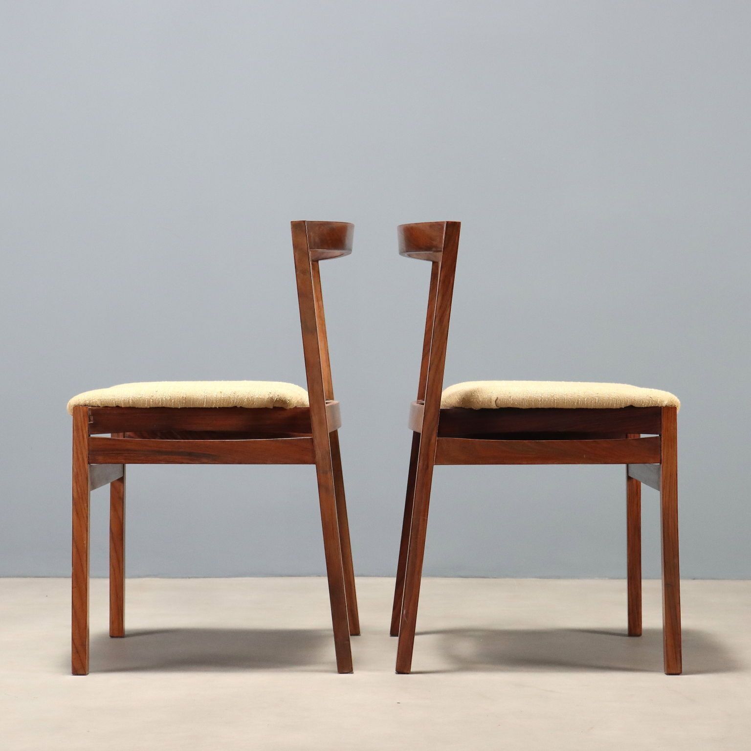 Vintage Living Room Chairs Exotic Wood Fabric Design 1960s photo Furniture