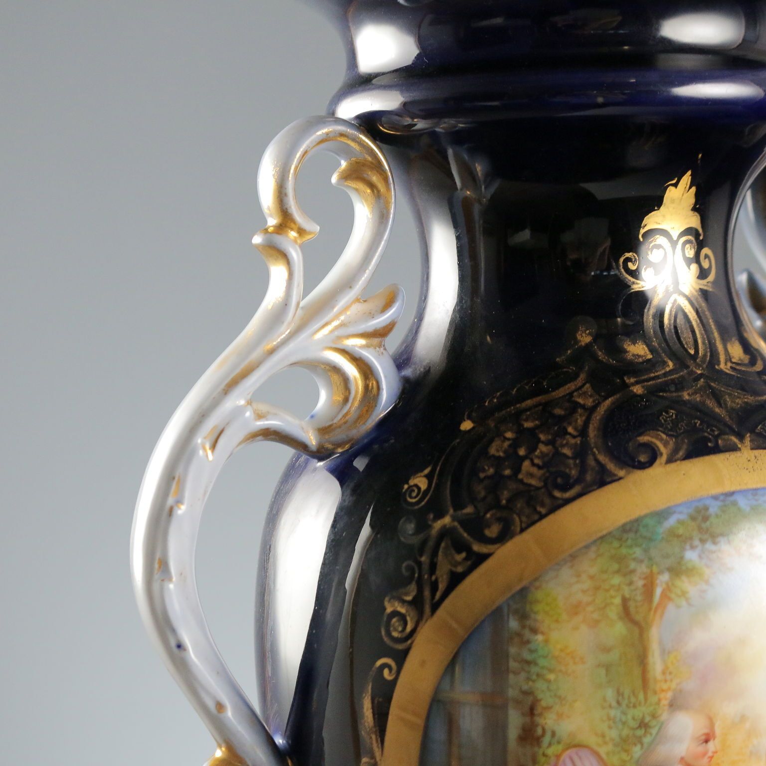 Antique Vase Blue Porcelain Decorations France XIX XX Century photo Home Decor